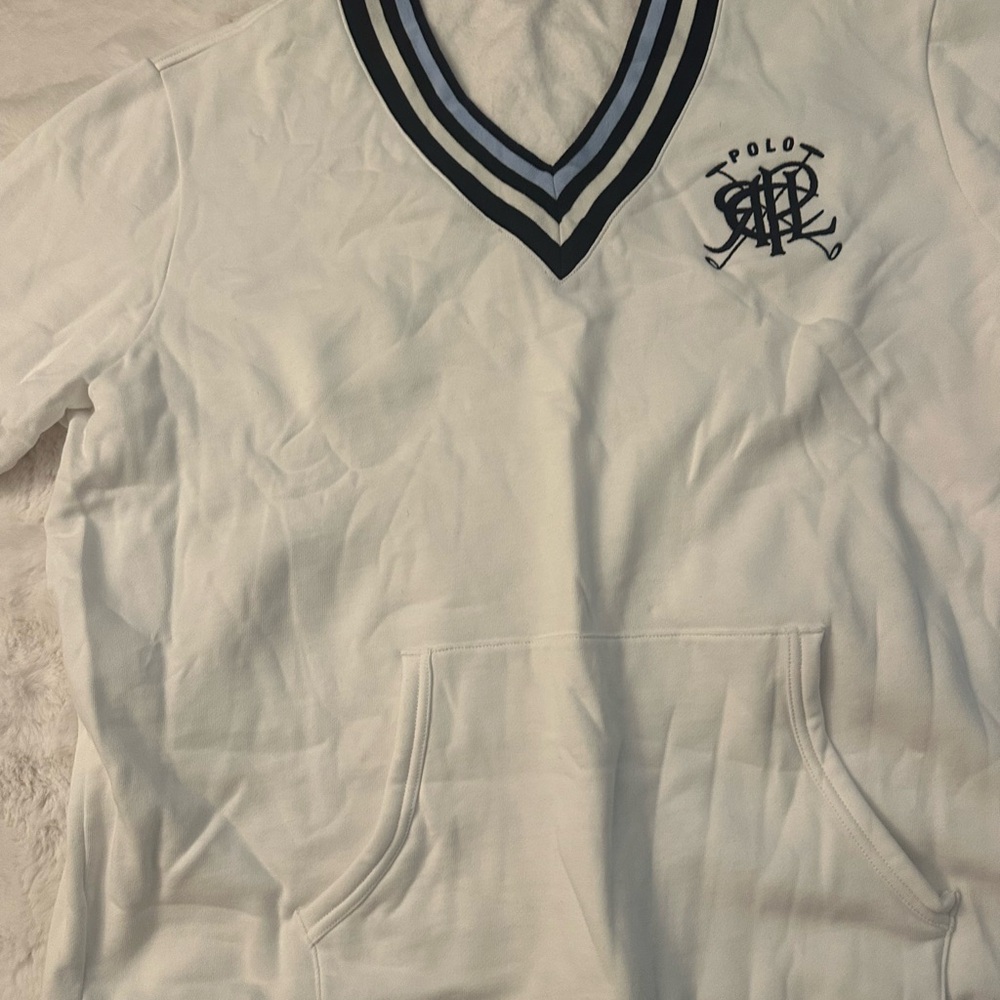 White Polo Ralph Lauren V-Neck Sweatshirt